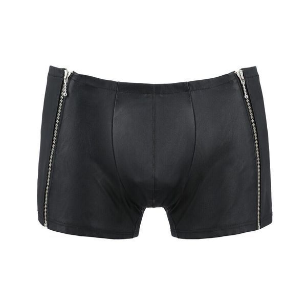 Мужские кожаные боксеры с молниями Passion 049 SHORT MATT L/XL Black SO7618 фото
