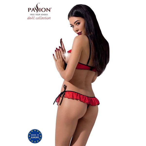 Комплект белья Passion Exclusive CHERRY SET OpenBra XXL/XXXL, red, открытый лиф, трусики-юбочка PS25509 фото