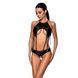 Боди с открытым доступом Passion TASMINA BODY L/XL black, экокожа, шнуровки, ажурные кружева SO8488 фото 1