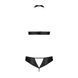 Комплект из экокожи Passion MALWIA SET with Open Bra 6XL/7XL black, топ и трусики с люверсами SO7101 фото 4