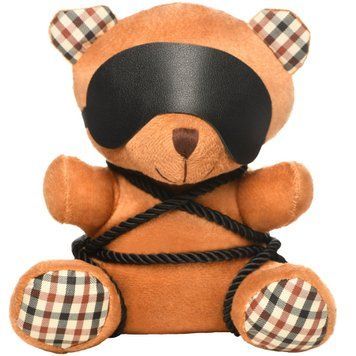 Плюшевый медвежонок ROPE Teddy Bear БДСМ в кожаной маске и обвязке, 22x16x12 см SO9816 фото