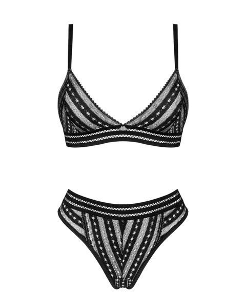 Комплект белья Obsessive Natilya 2-pcs set M/L, black, бюстгальтер, трусики SO7718 фото