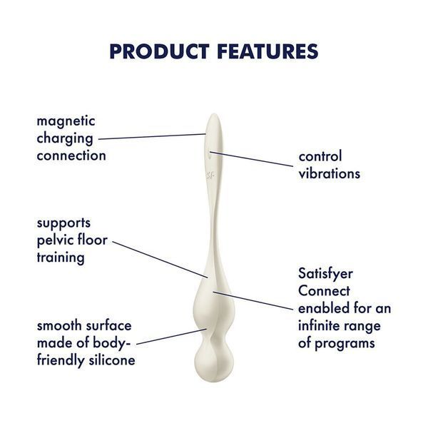 Вагинальные смарт-шарики с вибрацией Satisfyer Love Birds 1 Connect App White, 78 г SX0569 фото