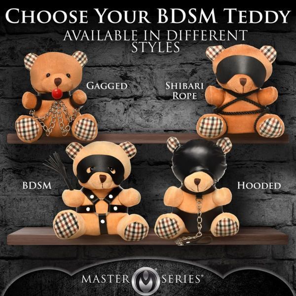 Плюшевый медвежонок ROPE Teddy Bear БДСМ в кожаной маске и обвязке, 22x16x12 см SO9816 фото