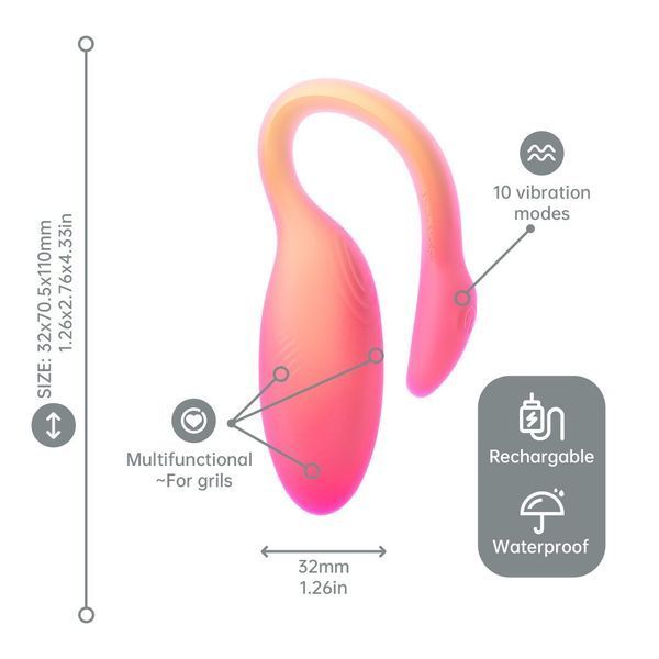 Смарт-віброяйце Magic Motion Flamingo Max Orange 2 в 1: віброяйце та тренажер Кегеля, 10 режимів SX2193 фото