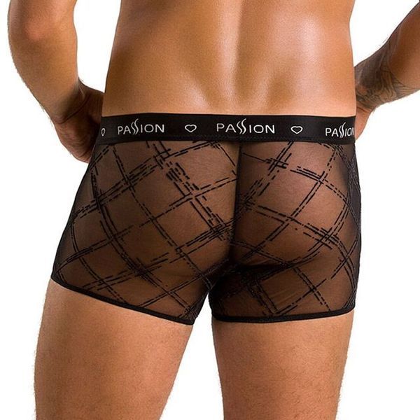 Чоловічі прозорі боксери Passion 032 SHORT JAMES XXL/XXXL Black, сітка SO7569 фото