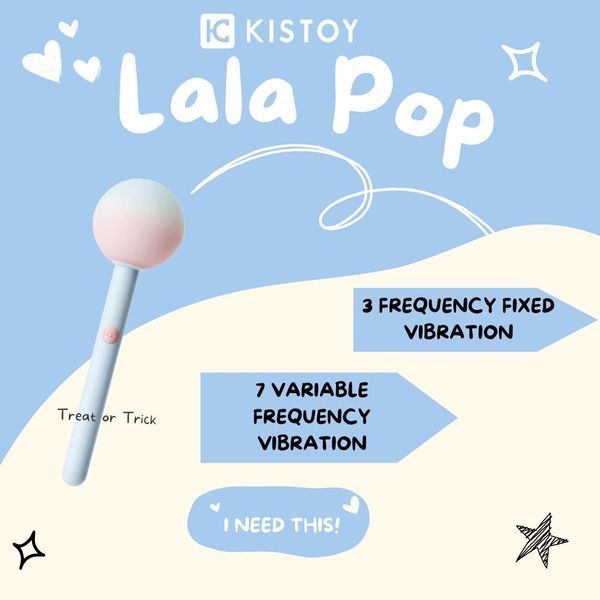Вибратор-конфетка на палочке KISTOY Lala Pop, 2 мотора, маска на глаза в комплекте SO8710 фото