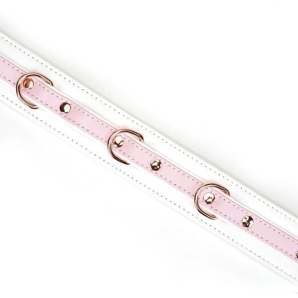 Ошейник с поводком Liebe Seele White & Pink Fairy Goat Leather Collar SX2826 фото