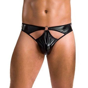 Мужские стринги Passion 033 THONG PAUL L/XL Black, под латекс SO7570 фото