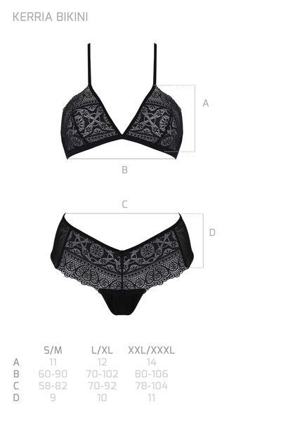 Комплект Passion KERRIA BIKINI black, S/M, бралет і трусики-бікіні SX0483 фото