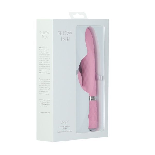 Роскошный кролик с ротацией и вибрацией Pillow Talk Lively, Pink, кристалл Сваровски, тройной отрост SO6856 фото