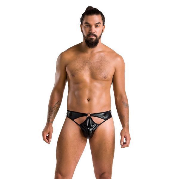 Мужские стринги Passion 033 THONG PAUL L/XL Black, под латекс SO7570 фото