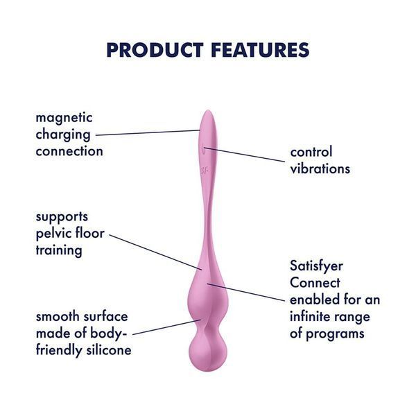 Вагинальные смарт-шарики с вибрацией Satisfyer Love Birds 1 Connect App Pink, 78 г SX0570 фото