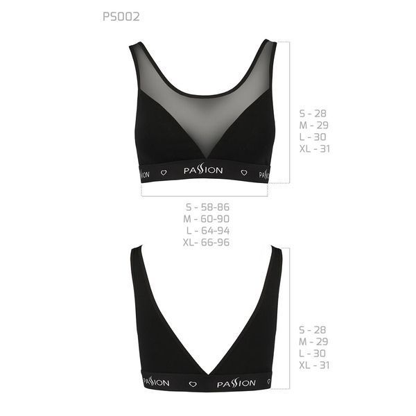 Топ с прозрачной вставкой Passion PS002 TOP L, black SO4199 фото