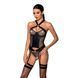 Сетчатый комплект корсет с халтером, съемные подвязки и трусики Passion AMANDA CORSET S/M, black SO5319 фото 1