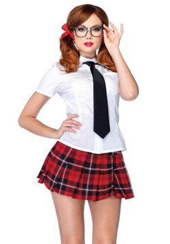 Эротический костюм школьницы Leg Avenue Private School Sweetie S, рубашка, юбка, галстук, оправа SO9119 фото