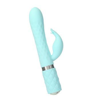 Роскошный кролик с ротацией и вибрацией Pillow Talk Lively, Teal, кристалл Сваровски, тройной отрост SO6857 фото