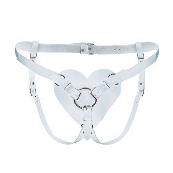 Трусики Сердце для страпона из натуральной кожи Feral Feelings - Hearts Strap-on Belt White SO9418 фото