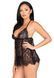 Сорочка беби-долл Leg Avenue Floral lace babydoll & string Black S, стринги SO9169 фото 5