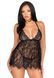 Сорочка беби-долл Leg Avenue Floral lace babydoll & string Black S, стринги SO9169 фото 1