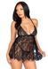 Сорочка беби-долл Leg Avenue Floral lace babydoll & string Black S, стринги SO9169 фото 4