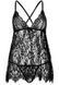 Сорочка беби-долл Leg Avenue Floral lace babydoll & string Black S, стринги SO9169 фото 3