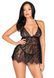 Сорочка беби-долл Leg Avenue Floral lace babydoll & string Black S, стринги SO9169 фото 6