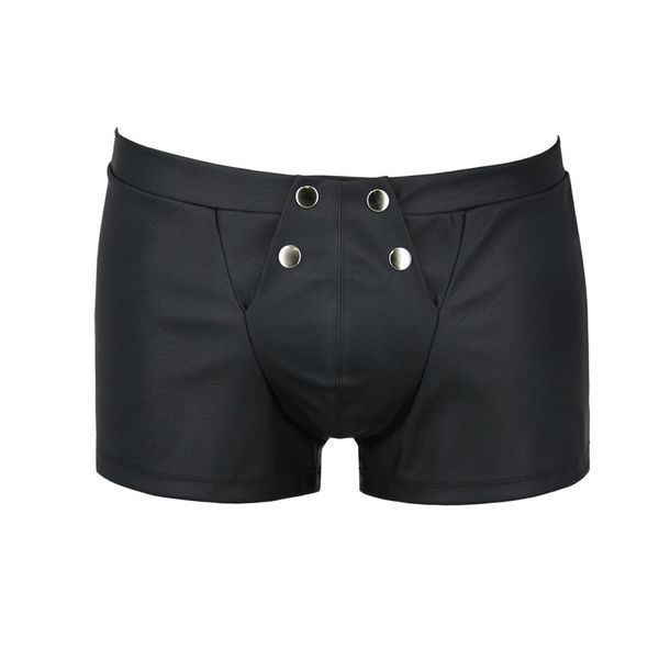 Мужские кожаные боксеры с клапаном Passion 050 SHORT PATRICK L/XL Black SO7621 фото