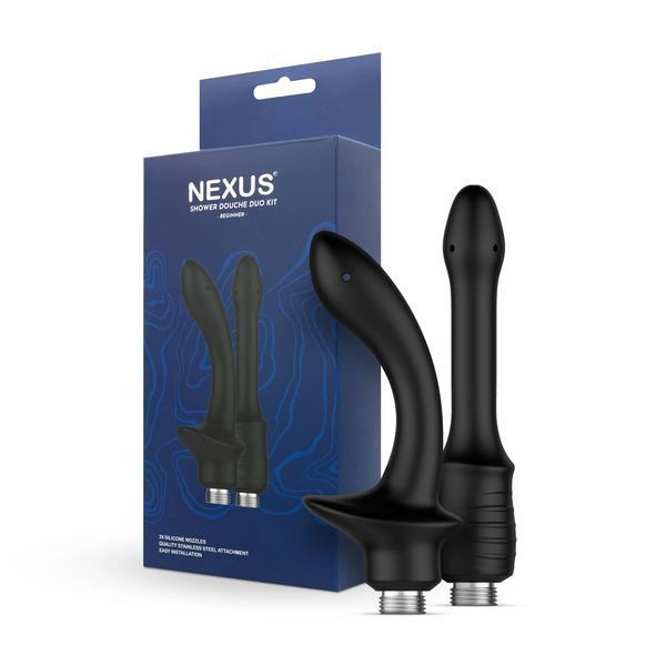 Набор анальных насадок для душа Nexus BEGINNER Shower Douche Duo Kit &ndash; Black, 2 шт. SO9857 фото