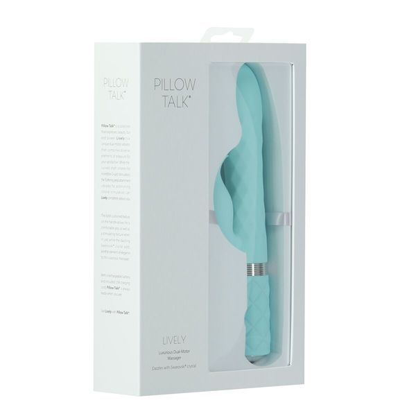 Роскошный кролик с ротацией и вибрацией Pillow Talk Lively, Teal, кристалл Сваровски, тройной отрост SO6857 фото