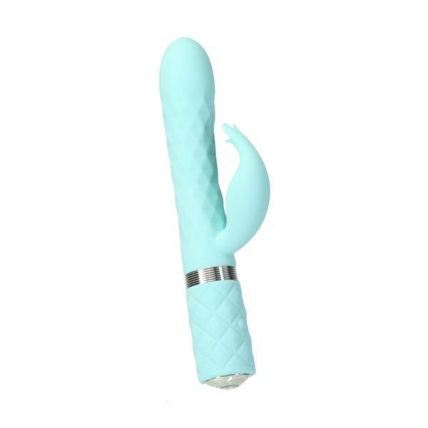 Роскошный кролик с ротацией и вибрацией Pillow Talk Lively, Teal, кристалл Сваровски, тройной отрост SO6857 фото