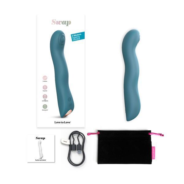 Вибратор Love To Love SWAP - TEAL ME, с пульсирующей жемчужиной для точки G, 3 мотора, гнется SO7385 фото