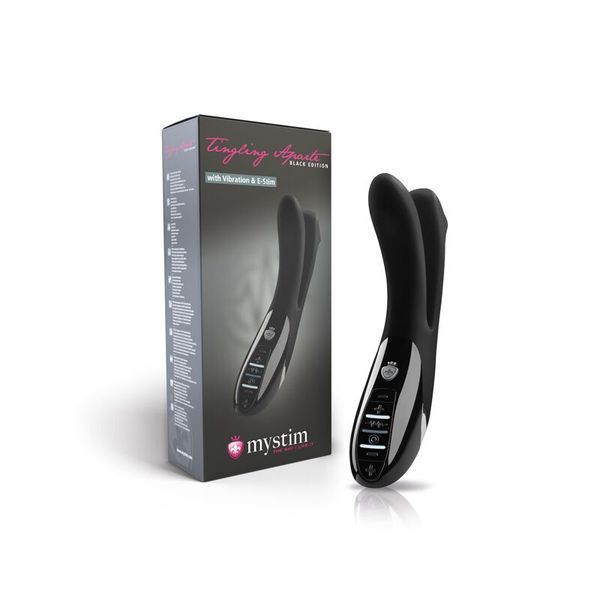 Вибратор двойной с электростимуляцией Mystim Tingling Aparte eStim Black, миостимулятор SO2989 фото