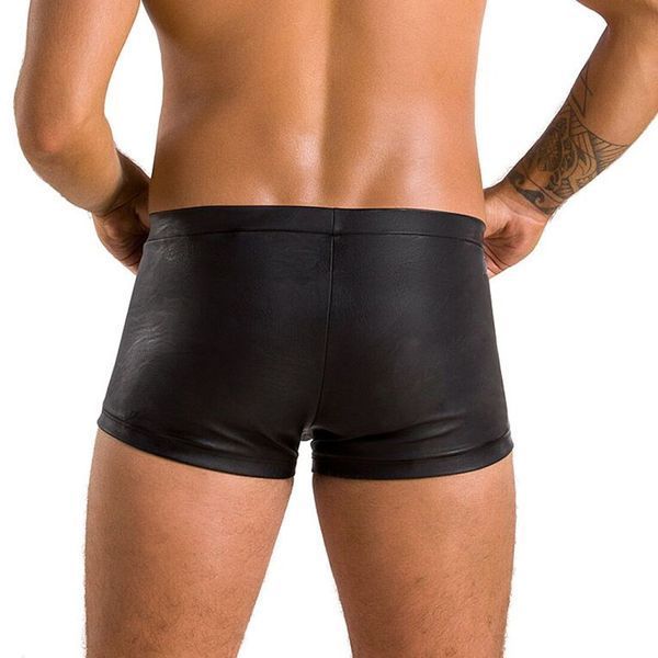 Мужские кожаные боксеры с клапаном Passion 050 SHORT PATRICK L/XL Black SO7621 фото