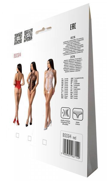 Бодистокинг с имитацией корсетной шнуровки Passion BS094 One Size, red, цветочный узор, с доступом SO8924 фото