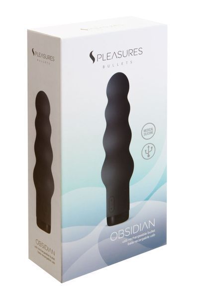 Вибратор S Pleasures Bullets Obsidian, черный, в виде ряда шариков, 10 режимов, диаметр 4 см SX1603 фото