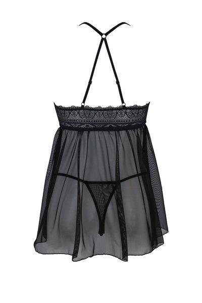 Пеньюар Passion KERRIA CHEMISE black, XXL/XXXL, кружевной верх, трусики в комплекте SX0490 фото