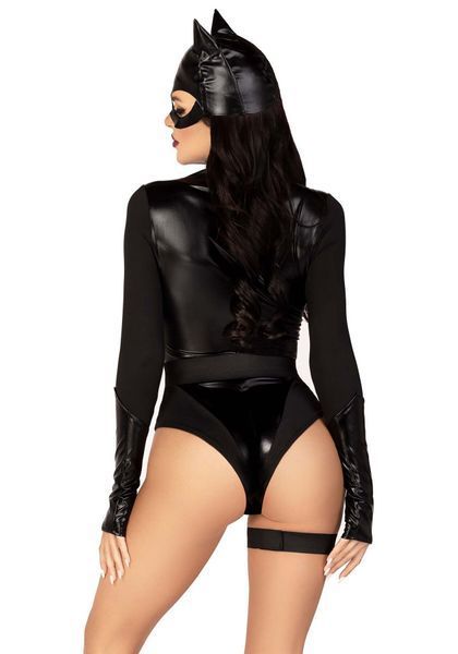 Еротичний костюм кішечки Leg Avenue Fierce Feline S, боді, пояс з підв&rsquo;язкою, маска кішки SO9228 фото