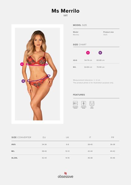 Комплект Obsessive Ms Merrilo 2-pcs set XS/S SX1159 фото
