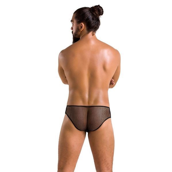Мужские трусы со шнуровкой Passion 035 SLIP RICHARD S/M Black, экокожа, сетка SO7577 фото
