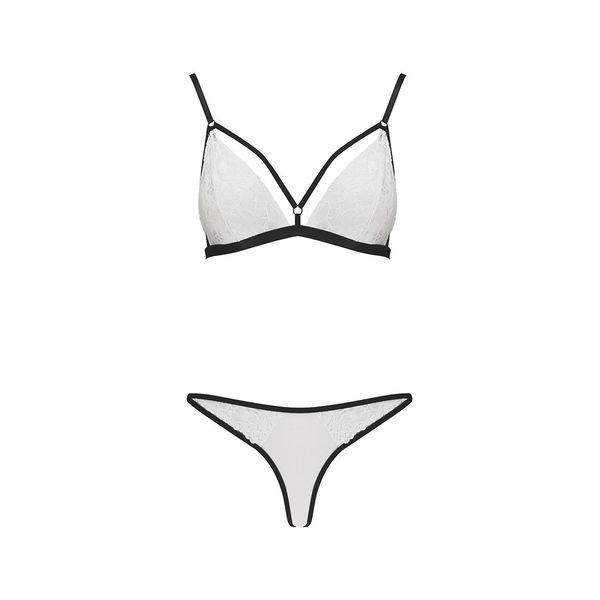 Комплект білизни Passion ORIHIME SET L/XL, white, стрепи, ліф і трусики EL16407 фото