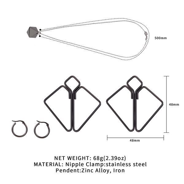 Зажимы для сосков с тяжелой подвеской LOCKINK Nipple Clamps&nbsp;with Heavy Pendant - Grey SX0845 фото