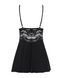 Сатиновый пеньюар с кружевом Obsessive 810-BAB-1 babydoll & thong S/M, черный, пеньюар, танга SO7152 фото 6