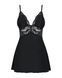 Сатиновый пеньюар с кружевом Obsessive 810-BAB-1 babydoll & thong S/M, черный, пеньюар, танга SO7152 фото 5