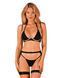 Комплект белья Obsessive Selinne 3-pcs set M/L Black, бюстгальтер, стринги пояс для чулок SO8668 фото 1