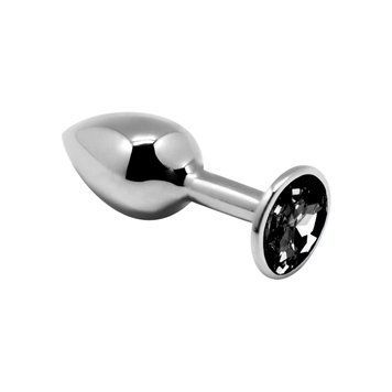 Металлическая анальная пробка с кристаллом Alive Mini Metal Butt Plug Black M SO6000 фото