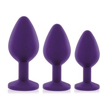 Набор силиконовых анальных пробок с кристаллом Rianne S: Booty Plug Set Purple, диаметр 3,2см, 3,5см, 4,2см SO3908 фото