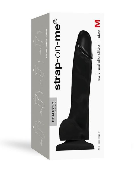 Реалистичный фаллоимитатор Strap-On-Me SOFT REALISTIC DILDO Black - Size M SO4520 фото