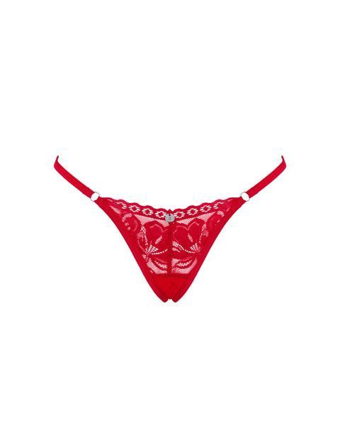Кружевные стринги Obsessive Lacelove thong XL/2XL Red, низкая посадка SO8663 фото