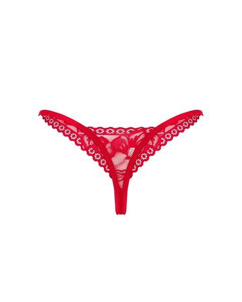Кружевные стринги Obsessive Lacelove thong XL/2XL Red, низкая посадка SO8663 фото